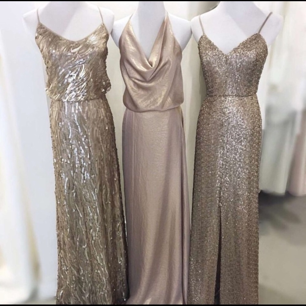 Nouvelle Amsale Rose Gold Halter Dress